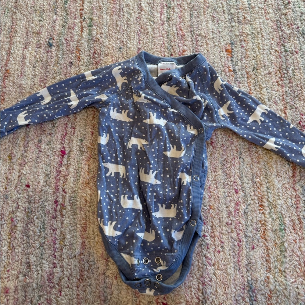 Hanna Andersson Blue and White Polar Bear Bodysuit